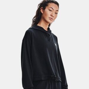 Under Armour Project Rock Terry Hoodie Women’s M Black Loose Fit Pullover